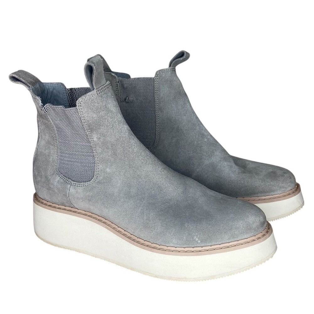 Dolce Vita Boots Size 7.5 Arlete Wedge Gray Leather Suede Chelsea Ankle Booties